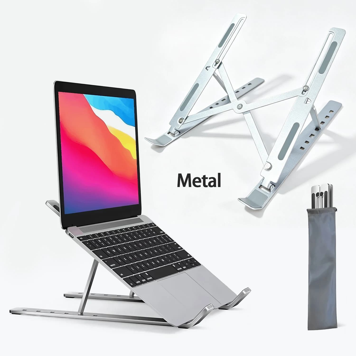Foldable Laptop Holder Metal Stand Portable for Notebook Computer Bracket Adjustable Lifting Cooling Holder Non-slip Holder Base