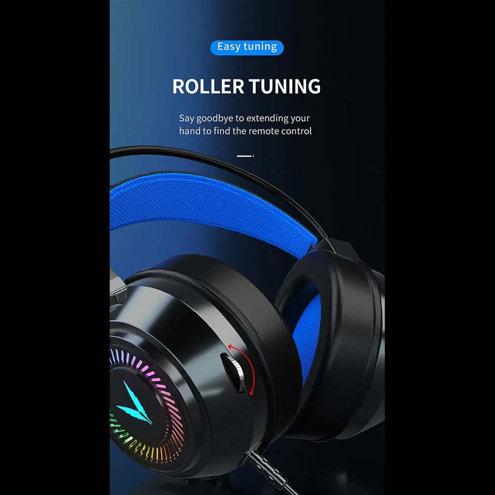 Cuffie da Gaming con LED RGB, Microfono con Riduzione del Rumore, Bassa Latenza, Altoparlante da 50mm, Audio Stereo Surround per PC