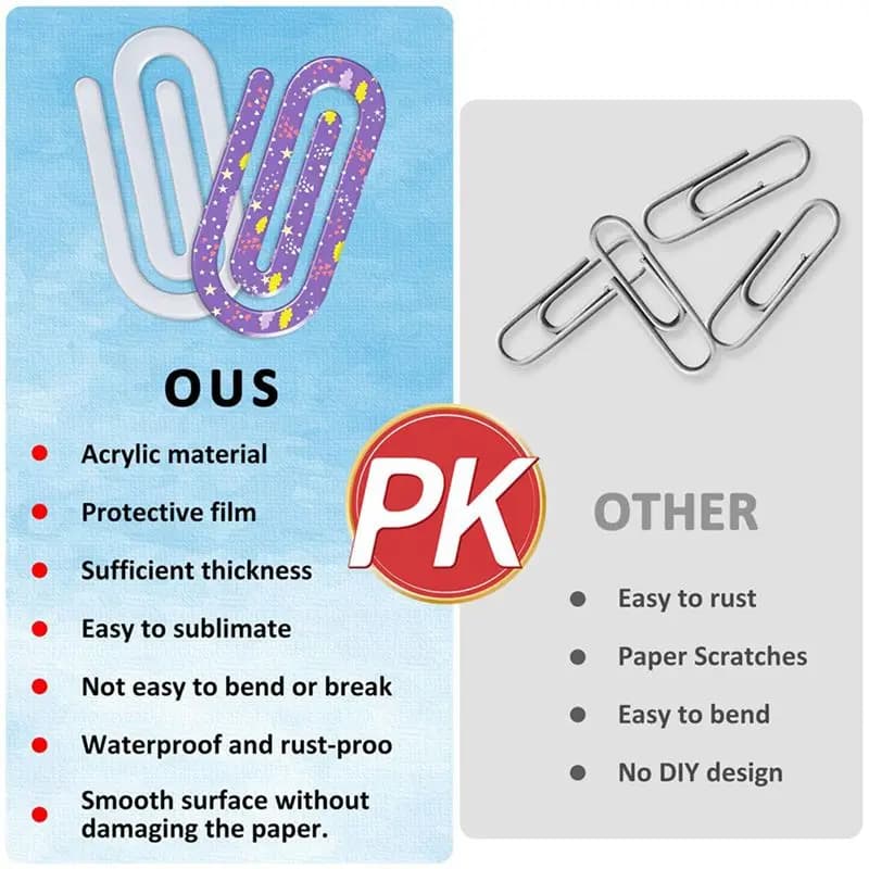 DT39 60 Pack Sublimation Blanks Acrylic Paper Clips, 4x2 Inch Jumbo Sublimation Clips for DIY