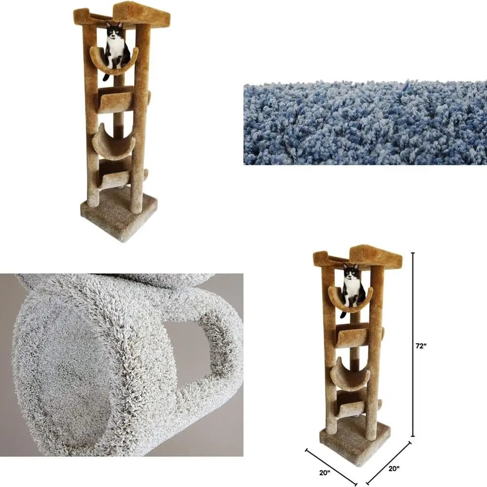 elegante torre per gatti in legno massello alto 6 piedi in marrone