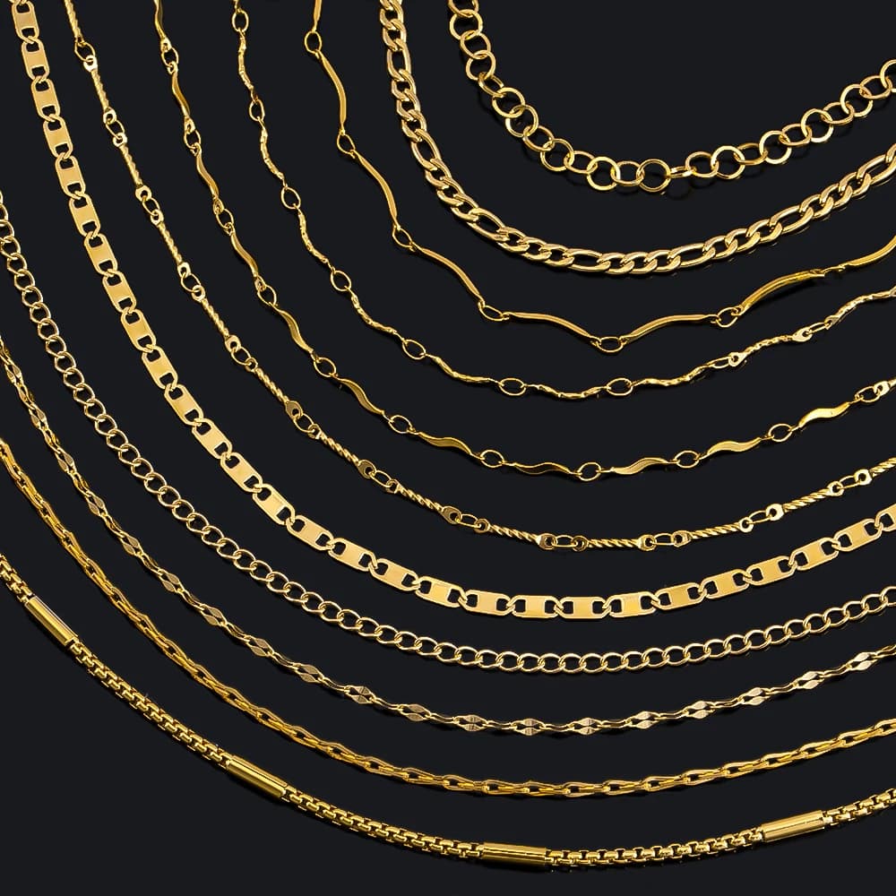 1M 2M No Fade Stainless Steel Gold Plated Lips Chains DIY Chain for Needlework Necklace Bracelet Jewelry Making Accessories