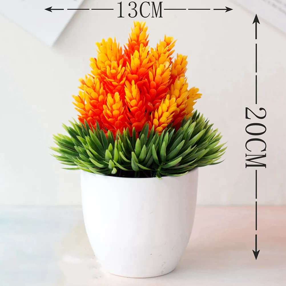 Set of 8 Artificial Plants Realistic in Vase, Small Bonsai for Decoration Desk, Finta Vegetation for Home, Office, Living, Shelves and Garden