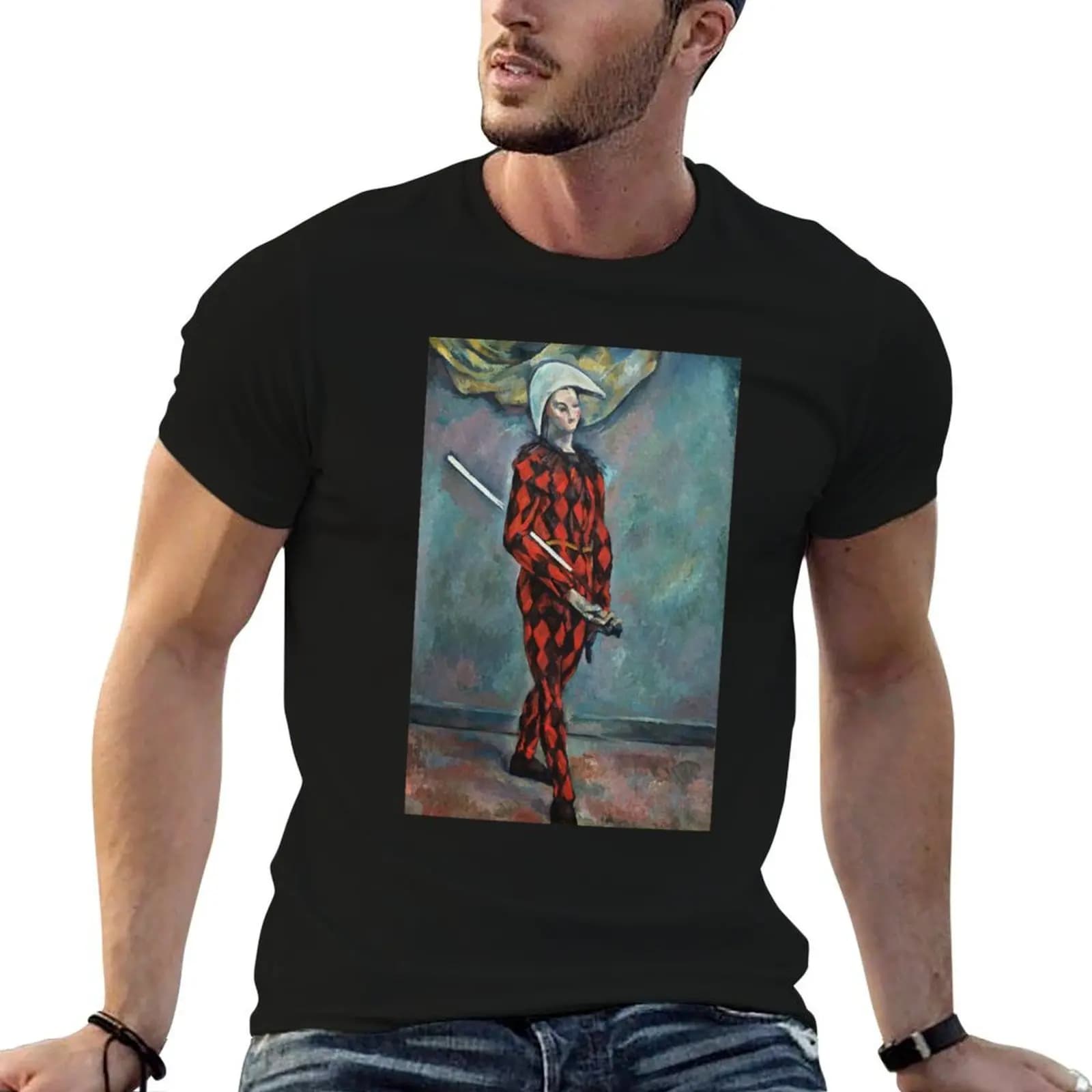 HD Harlequin, di Paul Cezanne 1888–90 T-shirt ad alta definizione, maglietta anime, magliette divertenti, maglietta da uomo, maglietta firmata