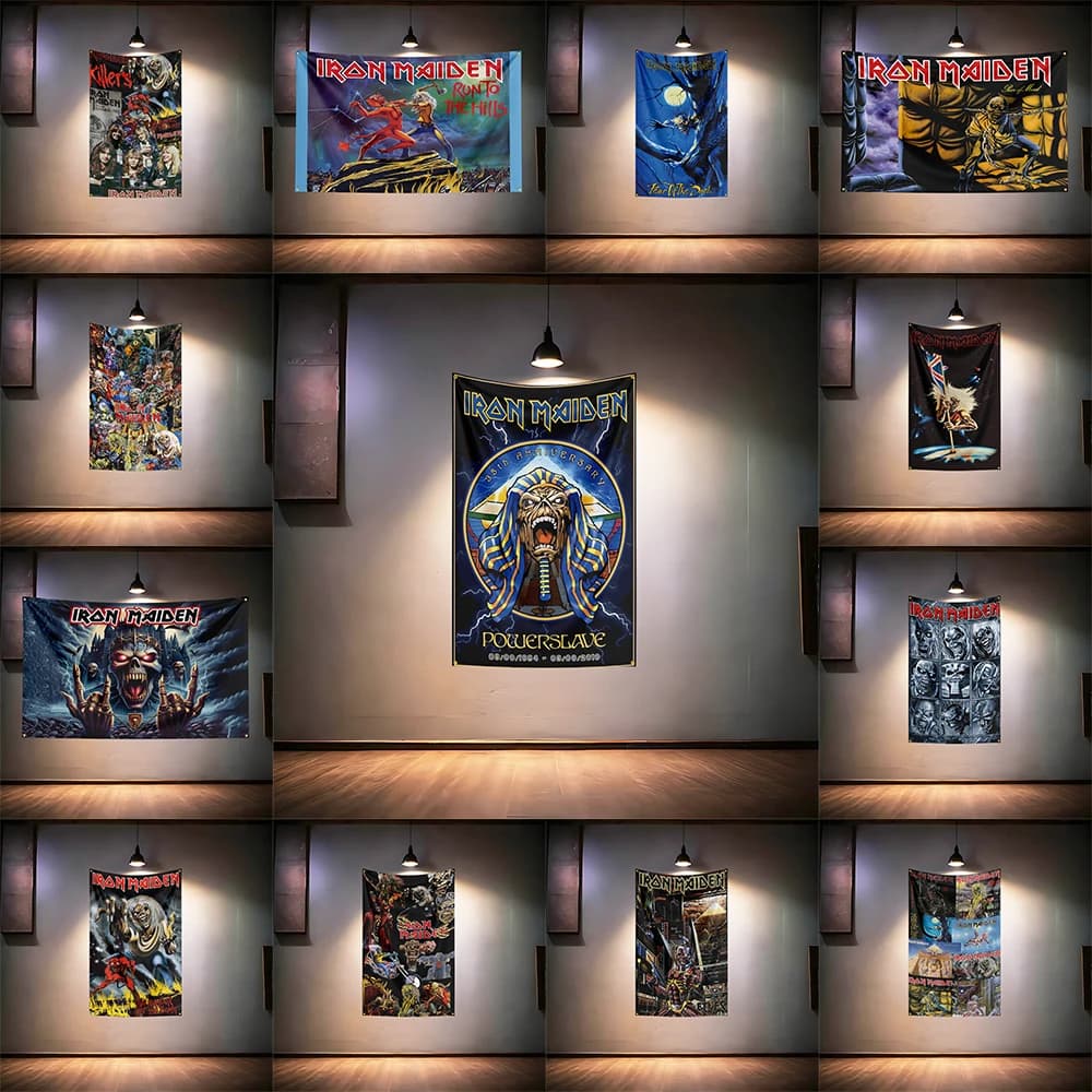 Rock Music Flag 3x5ft for Iron Maiden Fans Banner HD Print Brass Grommet Garage Bedroom Living Room Dorm Wall Decor Tapestry