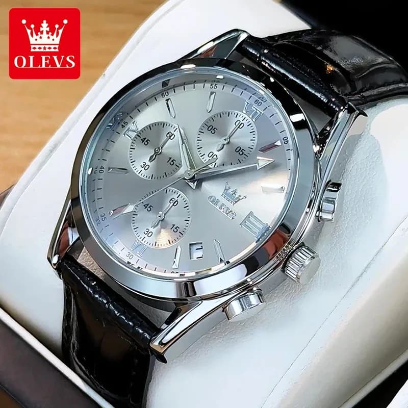OLEVS Orologi da uomo Casual Business Top Orologio da polso al quarzo impermeabile Uomo Cronografo Luminoso Data 2872 Nuovo