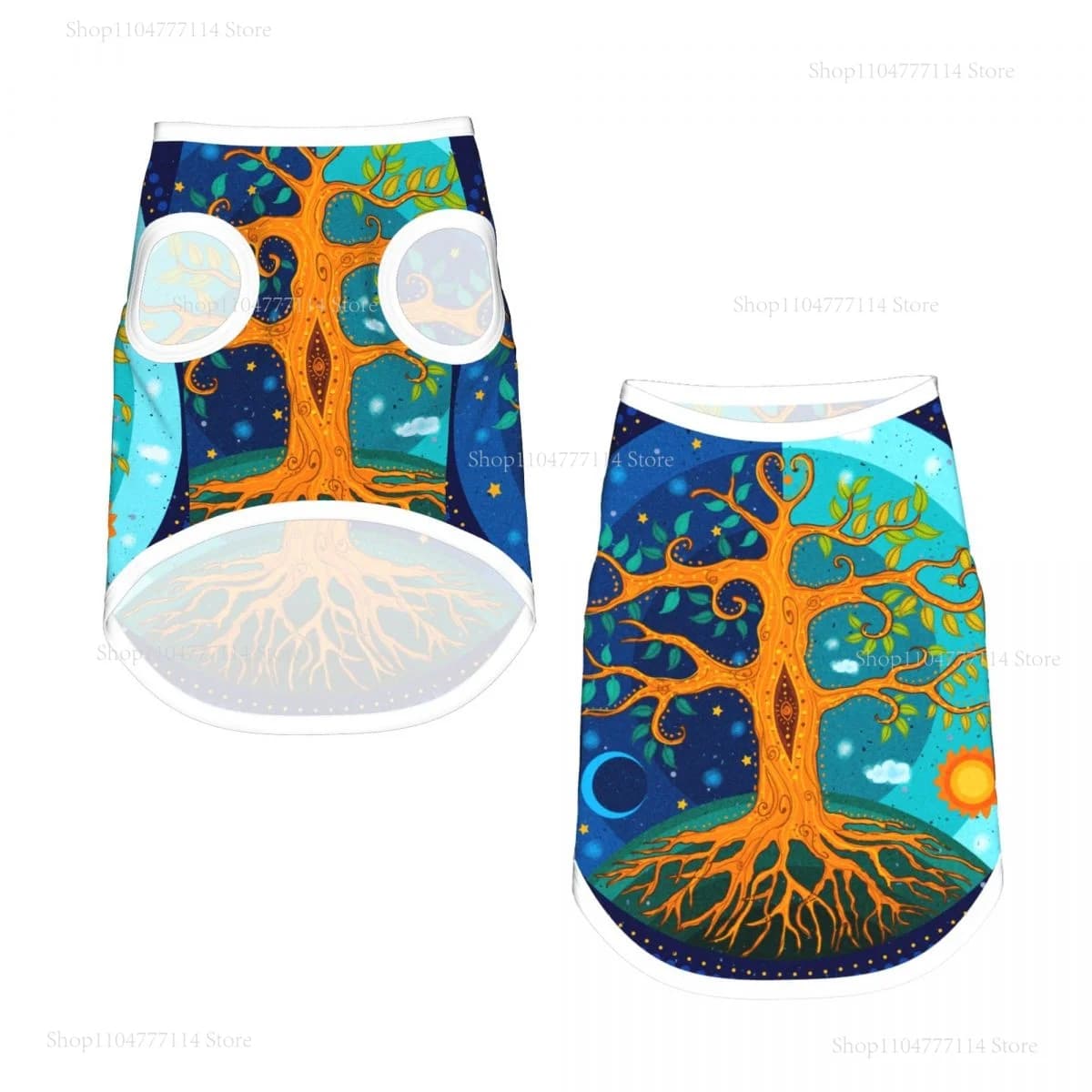 Camicie per cani albero luna e sole gilet cucciolo vestiti estivi per cani per cani di piccola taglia cucciolo di gatto maglietta per animali domestici
