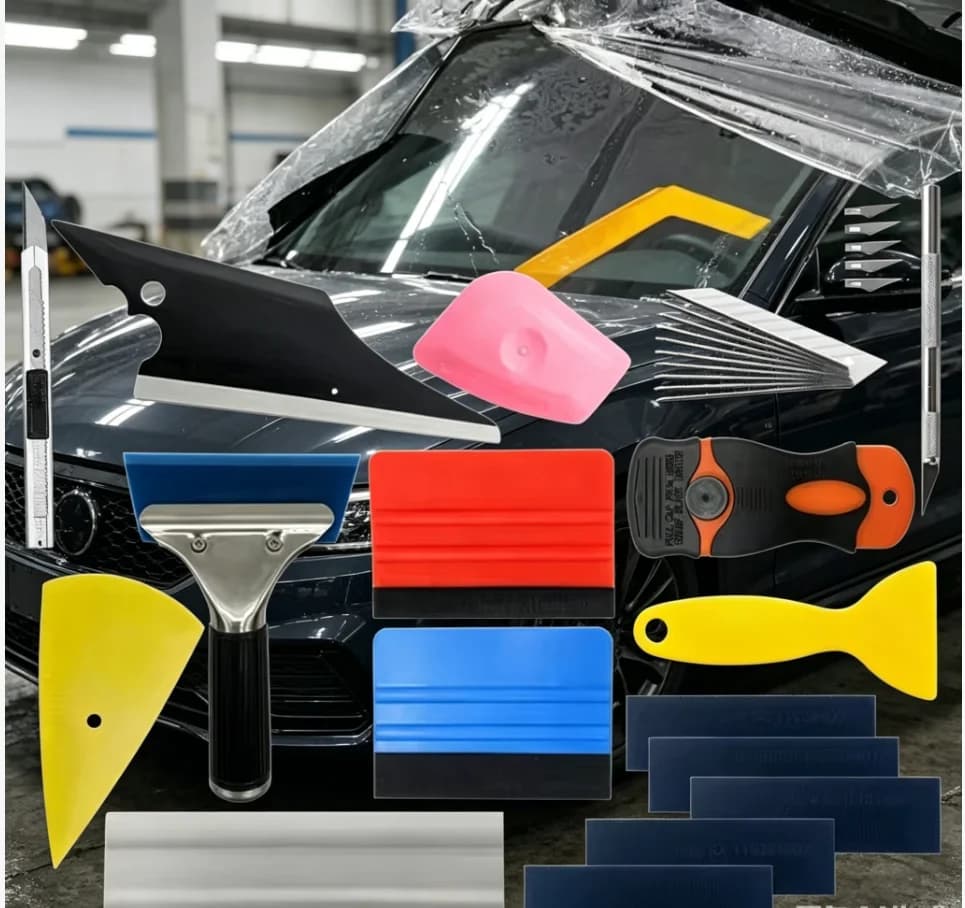 PKWKS 19/31Pcs Carbon Fiber Car Tools Vinyl Wrap Film Sticker Wrapping Auto Window Tint Foil Stick Squeegee Razor Scraper