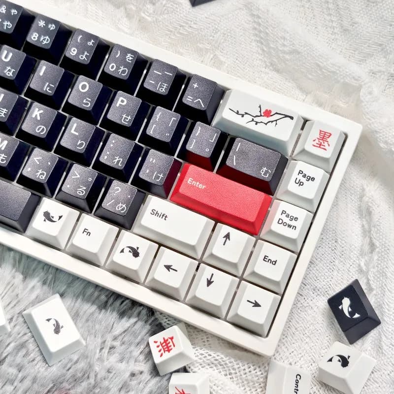 Set di tasti a tema nero rosso bianco, personalizzazione, sublimazione PBT, profilo Cherry, per accessori tastiera meccanica