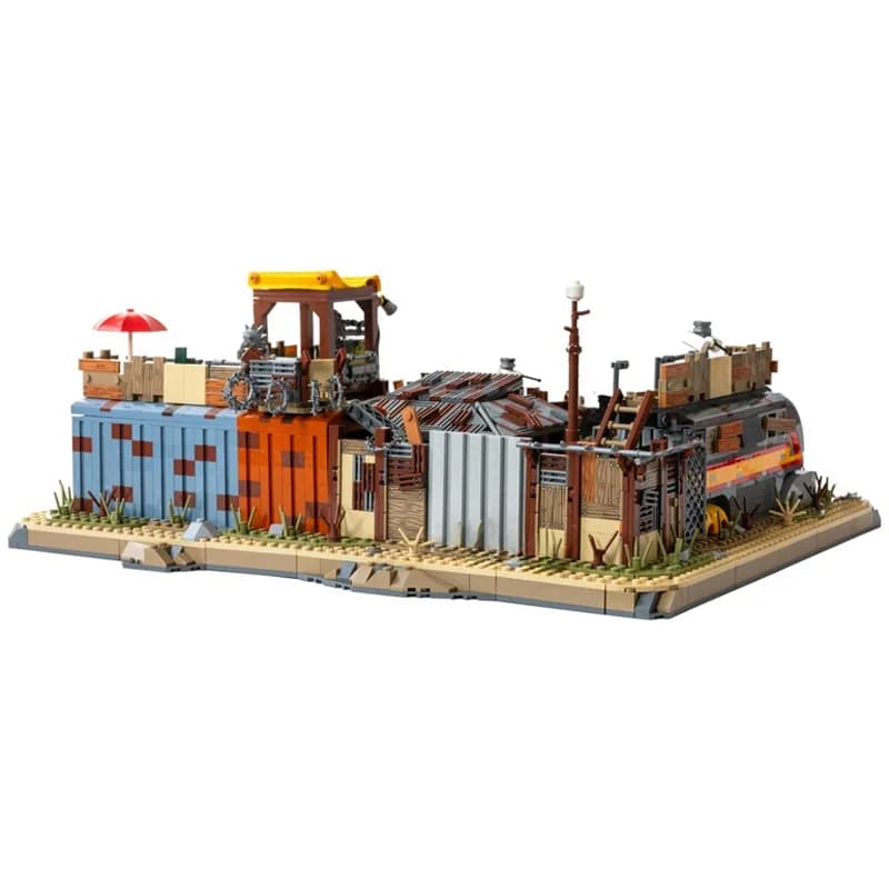 Falowt！ A doomsday adventure-themed building block scene, pieced together from rusty metal and dilapidated building materials