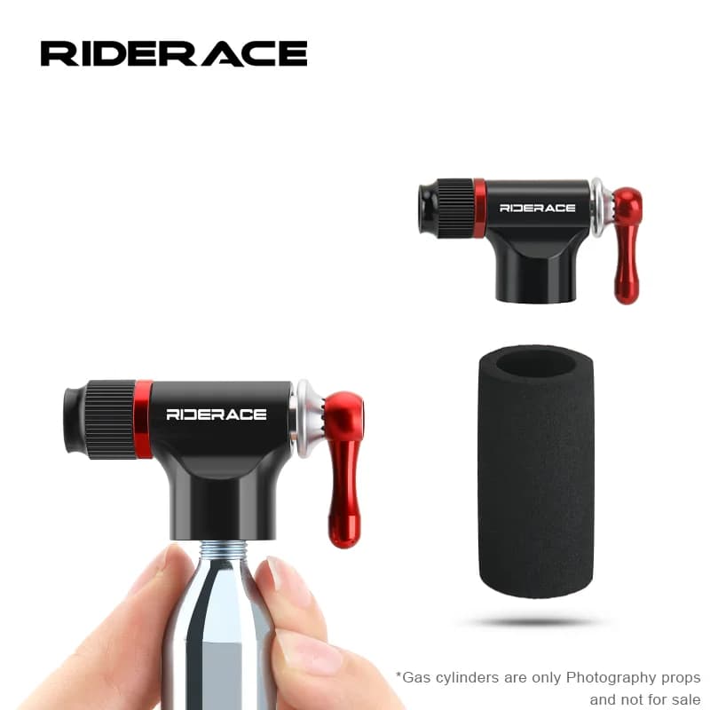 RIDERACE Pompa CO2 per bicicletta Mini portatile a mano per ciclismo Gonfiatore per tubo per pneumatici Pompa ad aria per bici in lega di alluminio Valvola Schrader Presta AV FV