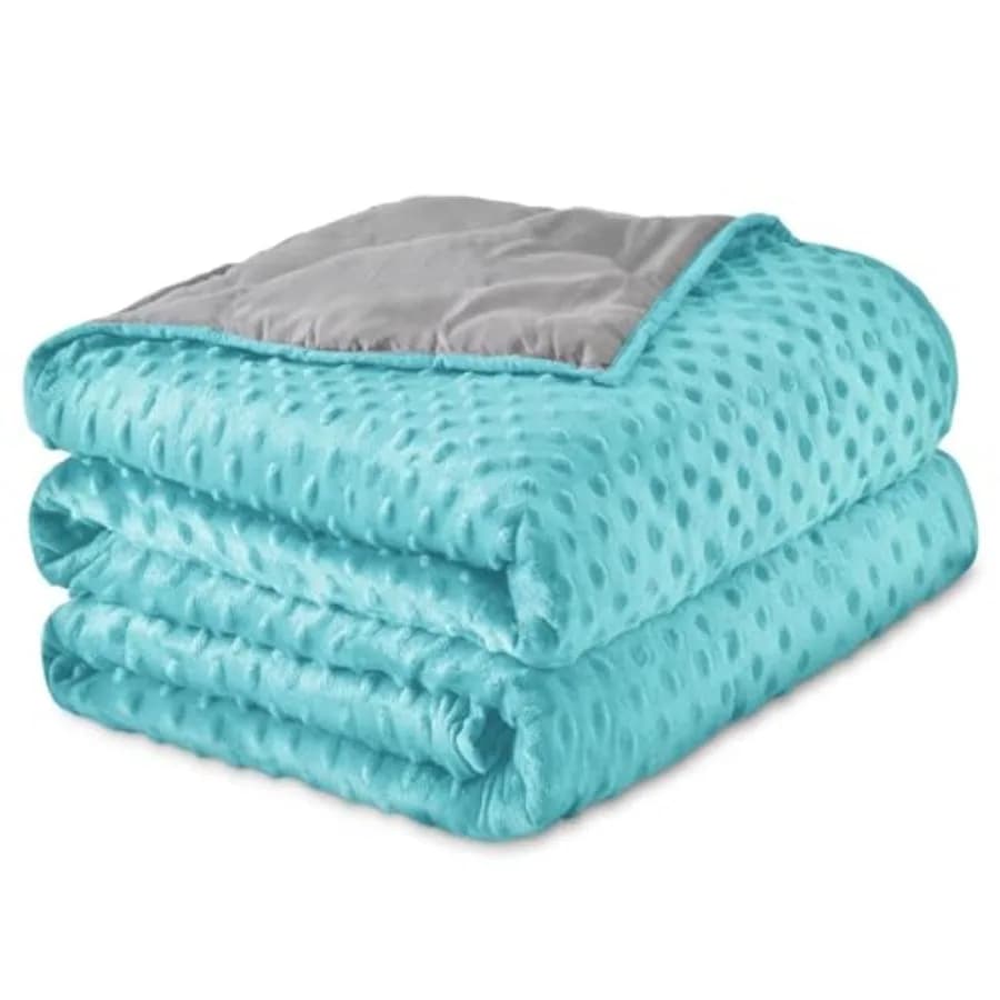 Coperta ponderata da 30 libbre per adulti, 220x230 cm, colore acqua, in microfibra a doppio lato con perline di vetro premium, rinfrescante e riscaldante