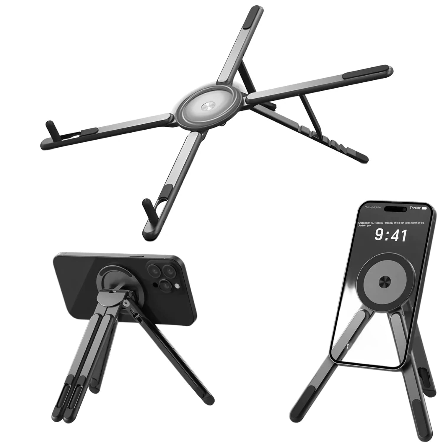ABS Phone And Laptop Stand with Magnetic Base And 8-Position Height Adjustment, Suitable for Ipad And Mobile Phones