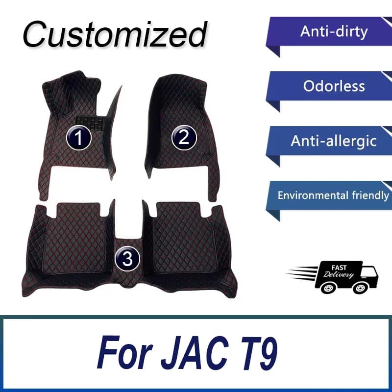 Tappetini auto per JAC T9 2021 2022 2023 2024 2025 Tappetini auto personalizzati Automobile Tappeto Copertura Accessori interni