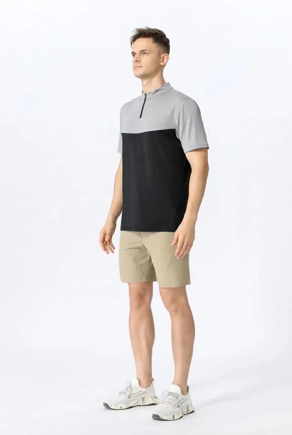 Uomo manica corta top Polo camicia da Golf mezza cerniera estate cotone Slim corea Business Casual t-Shirt Tees risvolto top Solid