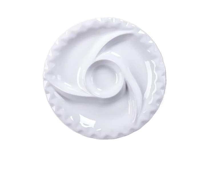 Piatto a griglia in ceramica multi-griglia Snack Frutta Stoviglie Frutta secca Verdura Piatto di salamoia