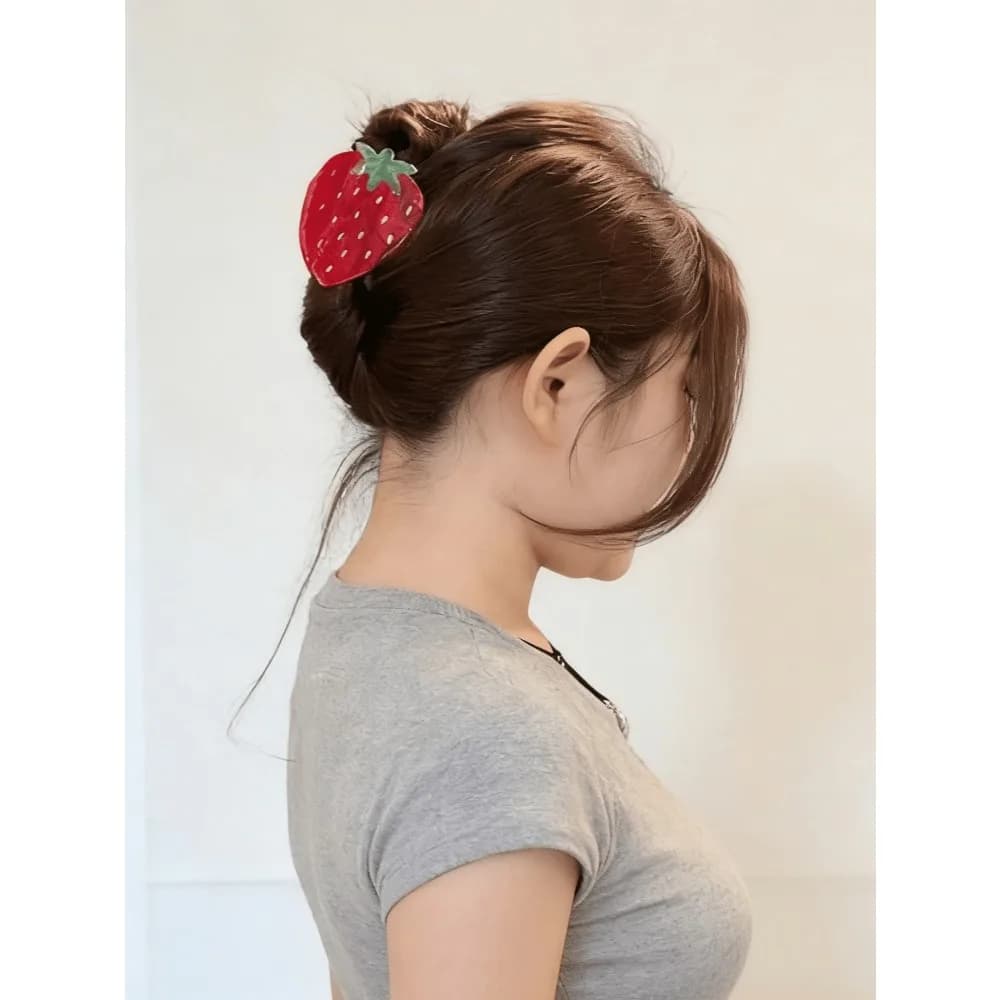 Red Strawberry Acetate Sweet Fruit Cute Hair Claw, Elegant Half-Up Versatile Hairclip Sturdy Hair Claw Summer Hair Accessories Beach Claw Clips Vacay Hair Clips