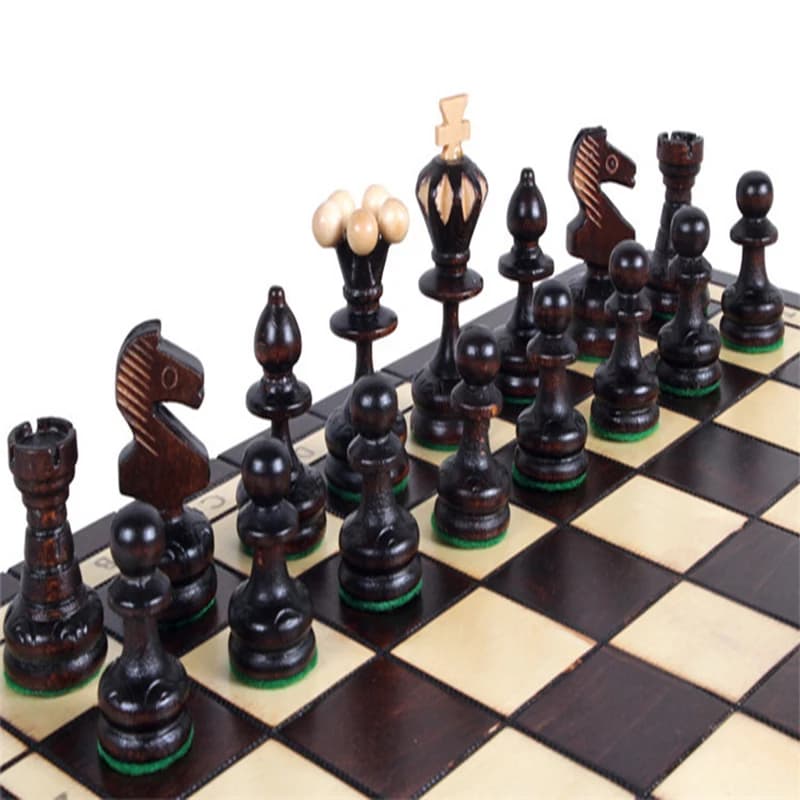 Set di scacchi in legno di lusso, gioco di scacchi Little Pearl da 36 cm, pezzi degli scacchi King Altezza 65 mm, scacchiera pieghevole, gioco da tavolo