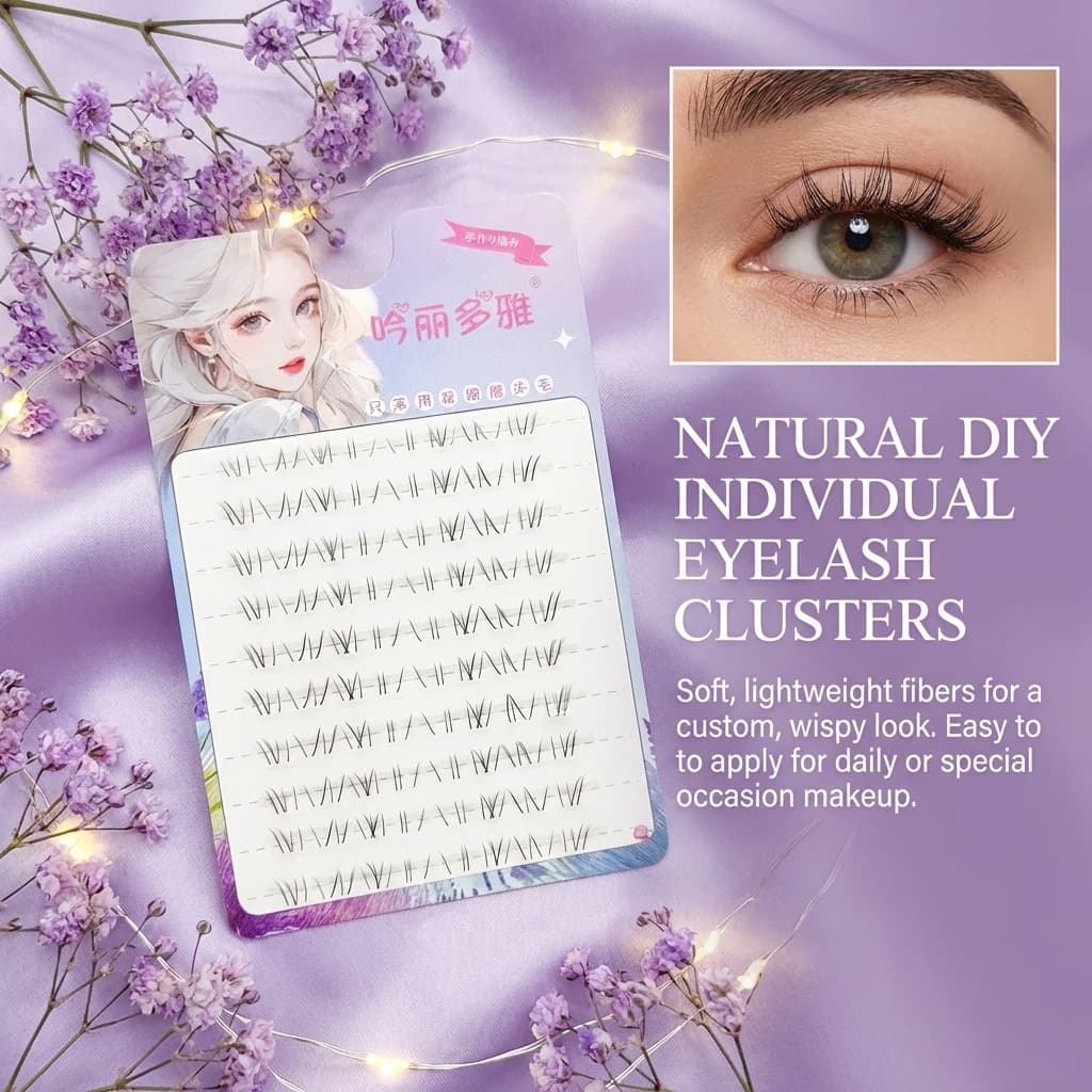 Long and segmented natural fake eyelashes, of different lengths, handmade, soft, for daily make-up and photography