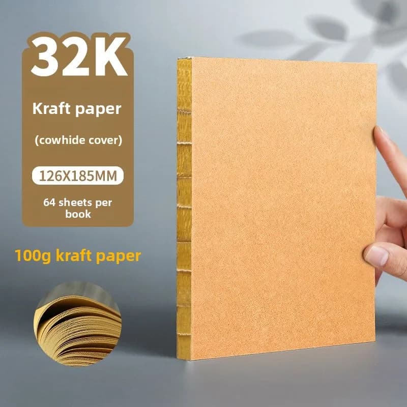 Thick Kraft Blank Sketchbook Plain White Drawing Notebook Lay Flat Bare Back Kraft Paper Pad For Sketch Hand Painting Wholesale