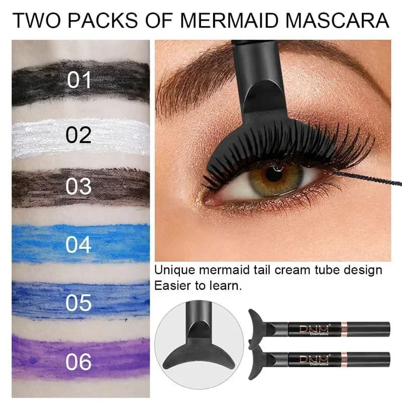 6 Color Waterproof Vibrating Bulklash Mascara Elongs Eyelashes Cosmetic Eye Makeup Korean Mascara White Sirentail