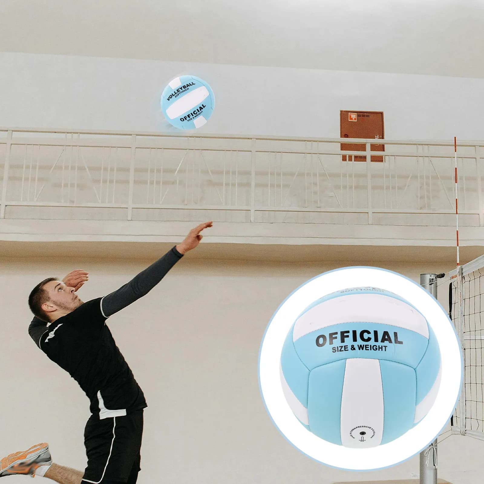 Pallone da Pallavolo Ufficiale Misura 5, Morbido, in PU, per Allenamento Indoor, Cucito a Macchina, Anti-usura, per Giovani