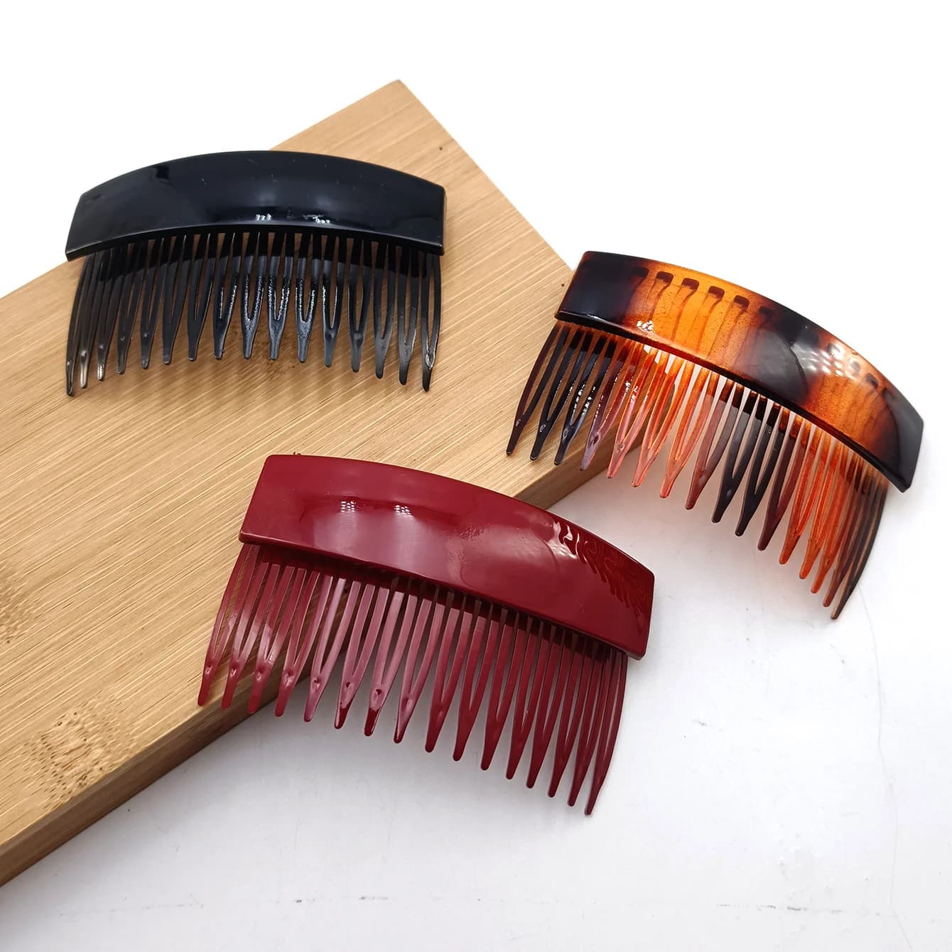 Solid Color Striped Hair Combs Plastic Tooths Pettine Inserted Large Fixed Pettini Fixed with extra invisible hair support