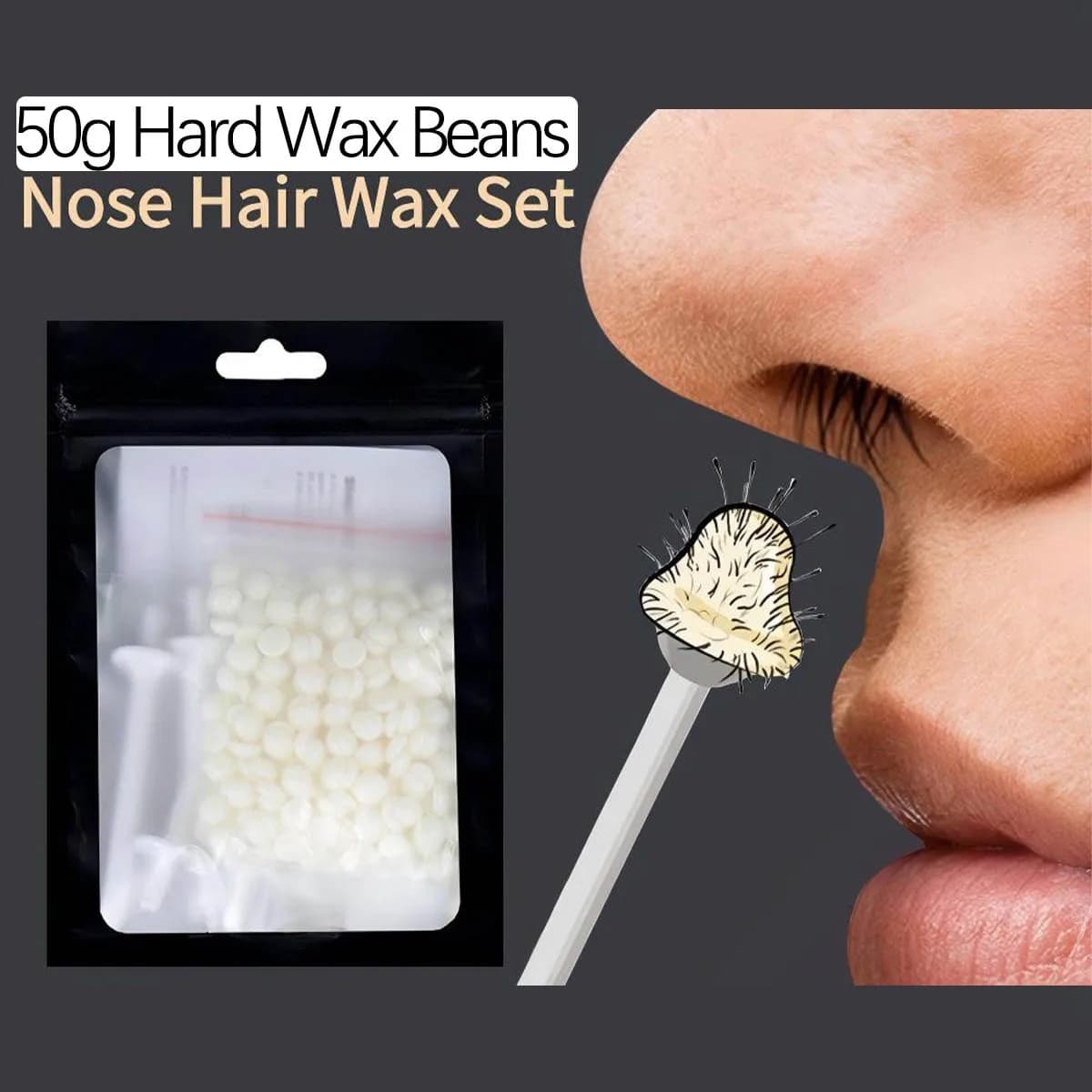 Nose Hair Wax Set 50g Hard Wax Beans Nose Hair Cleaning Kit