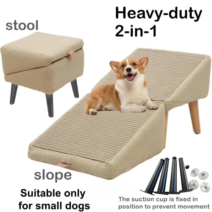Rampa per cani 2-in-1, pieghevole e separabile, scala e gradino multifunzionale per animali domestici, rampa per cani in stile ottomano, adatta per divani, letti, gradini per animali domestici, rampe per cani da esterno per cani di taglia grande e piccola, gradini per veranda