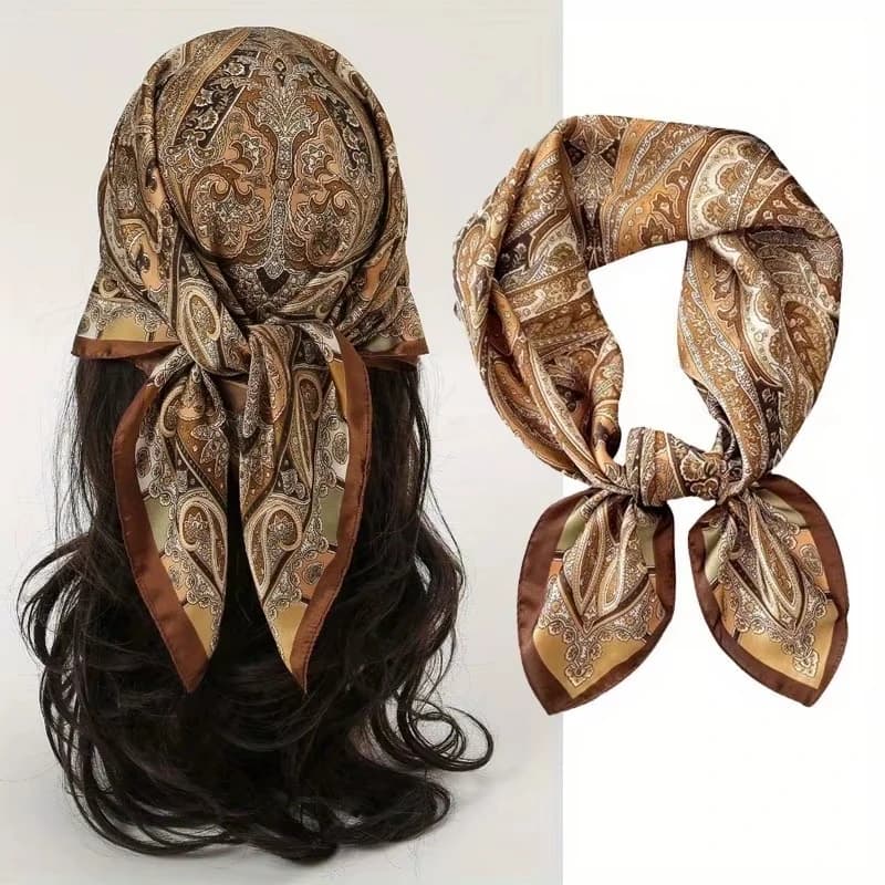 New Fashion Luxury Brand 70cm Sciarpa quadrata in seta Donna Scialle in raso Avvolgere Hijab Echarpe Cravatta per capelli femminili Bandana Fazzoletto