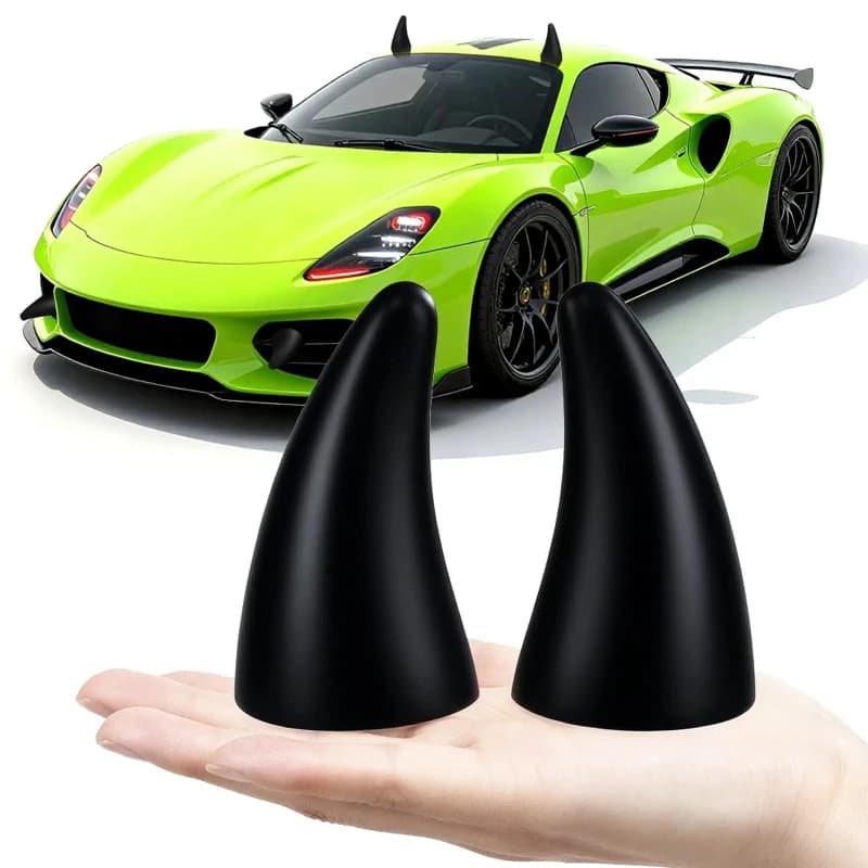 Self-Adhesive 3D Devil Horns Sticker, Car Bumper Anti-Collision Decor, Elastic Helmet Decoration for Motorcycle Bike Ski Helmet