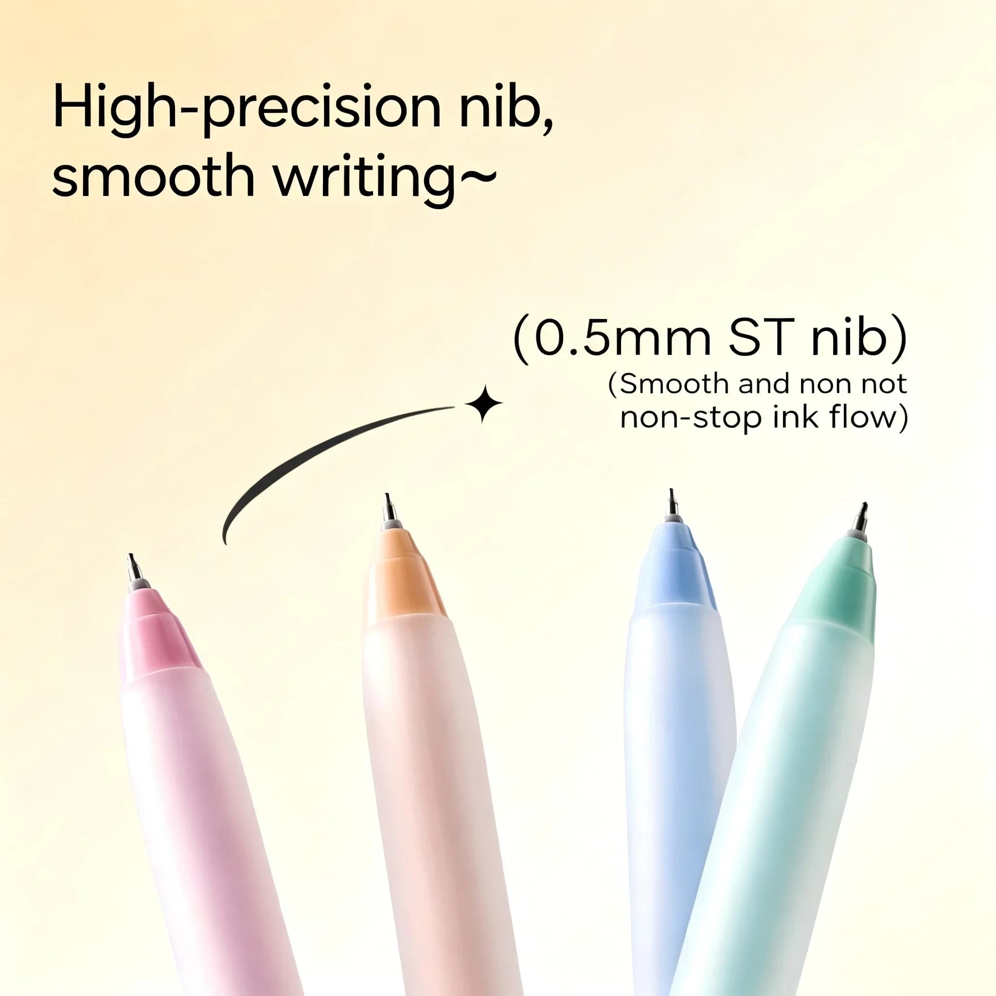 SA352 Kawaii Fortune Cat Retractable Quick Dry Gel Pens 0.5mm ST Tip Black Ink Student Office Writing Stationery 12Pcs