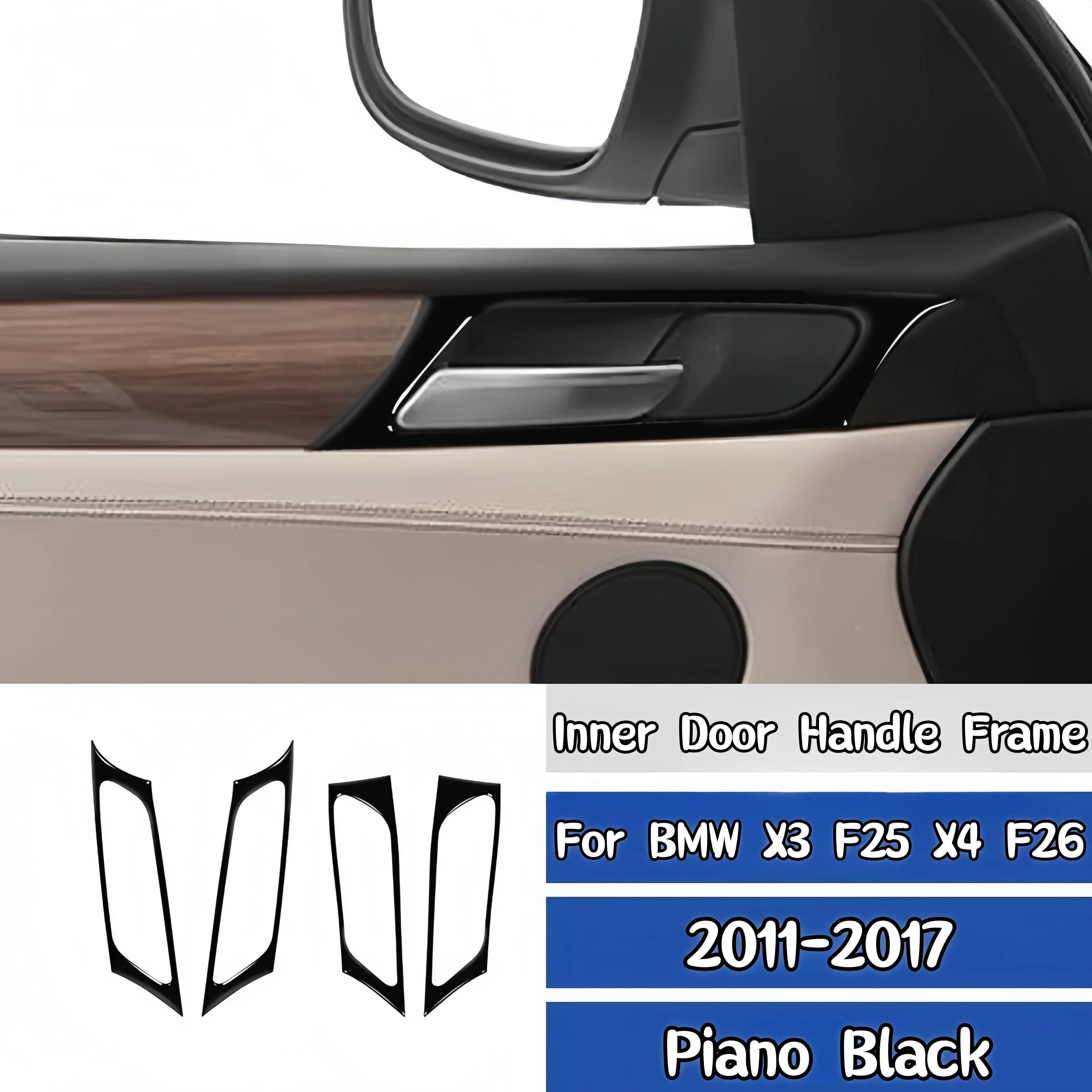 For BMW X3 F25 X4 F26 2011-2017 Piano Black Car Inner Door Handle Frame Trim Cover Decoration Stickers Interior Accessories