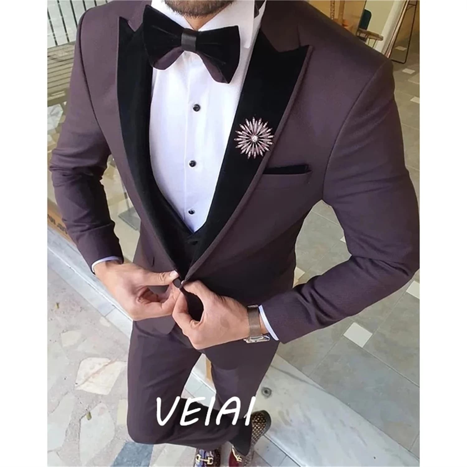 Abiti da lavoro da uomo monopetto stile personalizzato nuovo Sposo Abiti da uomo per feste formali 3 pezzi (giacca + pantaloni + gilet + cravatta) costume n
