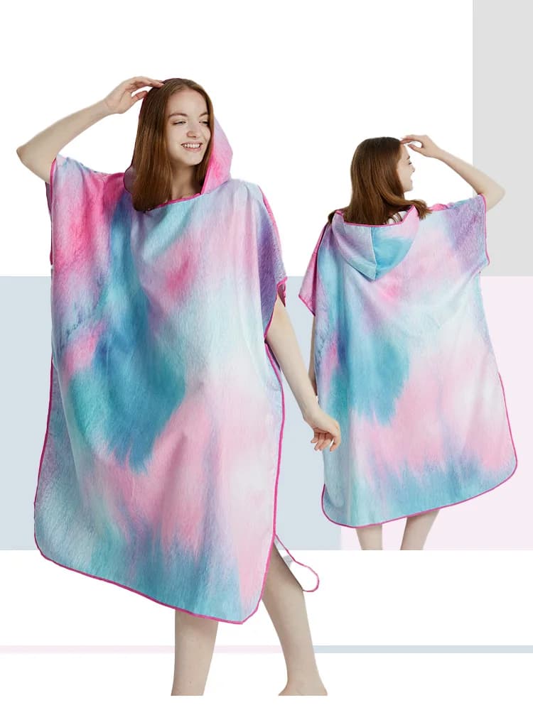 Poncho da Surf asciugamano Poncho asciugamano ad asciugatura rapida felpa con cappuccio in microfibra Beach Robe cambio Poncho asciugamano da bagno Poncho da spiaggia per adulti (A4)