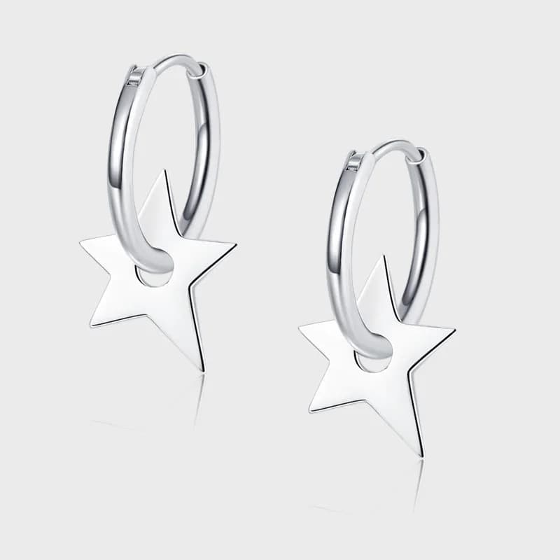 Orecchini eleganti a forma di stella in argento puro S925, orecchini circolari di lusso leggeri e orecchini a bottone, gioielli da indossare ogni giorno