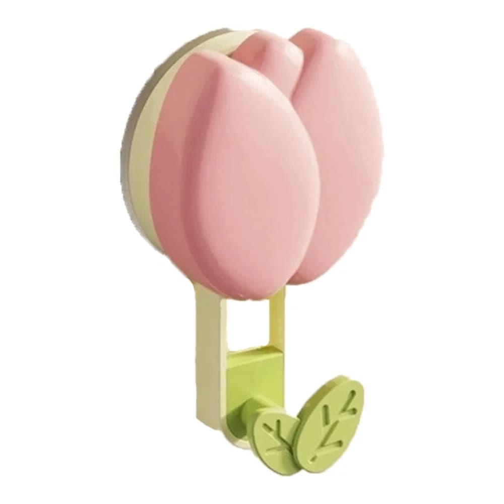 Ganci a ventosa in plastica a forma di tulipano, rimovibili, senza foratura, da parete, graziosi ganci a ventosa a forma di fiore per l'ingresso