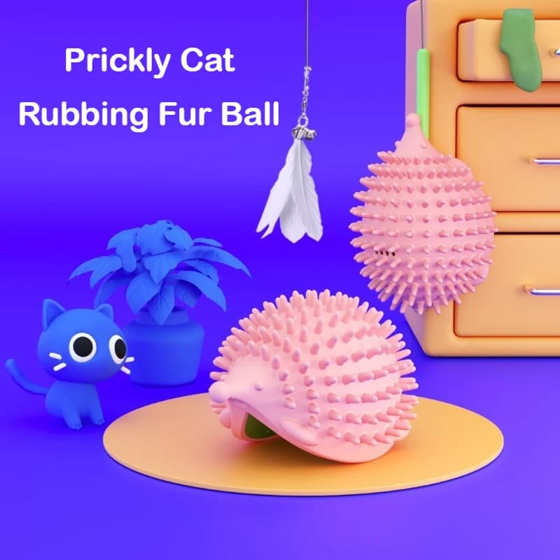 Gatto Riccio Tiragraffi Angolo della parete Toelettatura per animali domestici Giocattolo Gatti Gioco automatico Tiragraffi Post Sollievo Prurito Masticare Spremente Sfregamento Palla di pelo