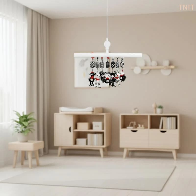 Giocattolo Sensoriale per Neonati con Sonagli Sospesi, Animali Bianco e Nero, Campanelli per Passeggino e Lettino, 0-12 Mesi, Giocattolo Educativo
