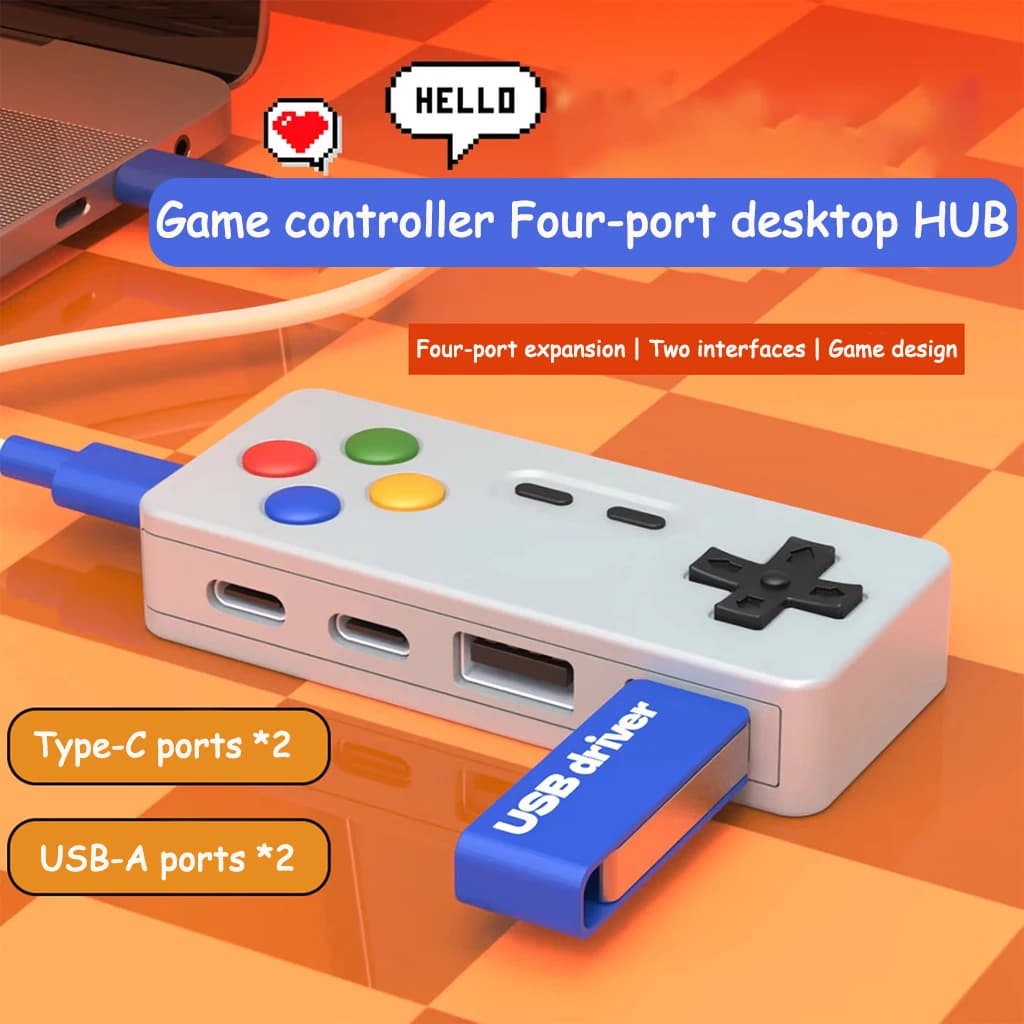 4 In1 Gamepad Modelling HUB Game Controller Computer USB A Type-C Interface Docking Station For Laptop PC Mouse Keyboard U-Disk