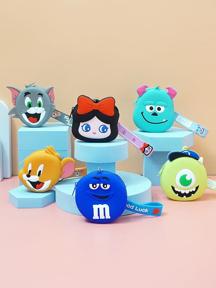 Disney Monsters, Inc Bag Pendant Sulley Coin Purse Mini Tom Jerry Wallet Keyring Gifts Soft Rubber Car Key Chain Ornament Gift