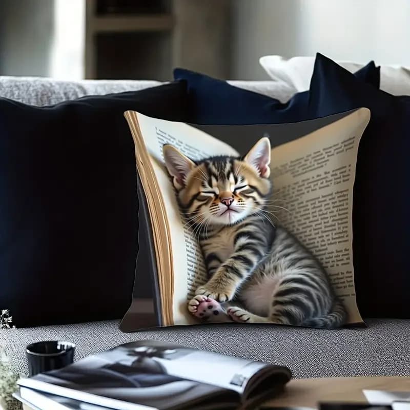 Cute pet with pillow print pillow Kawaii cat sofa pillow for home decorations