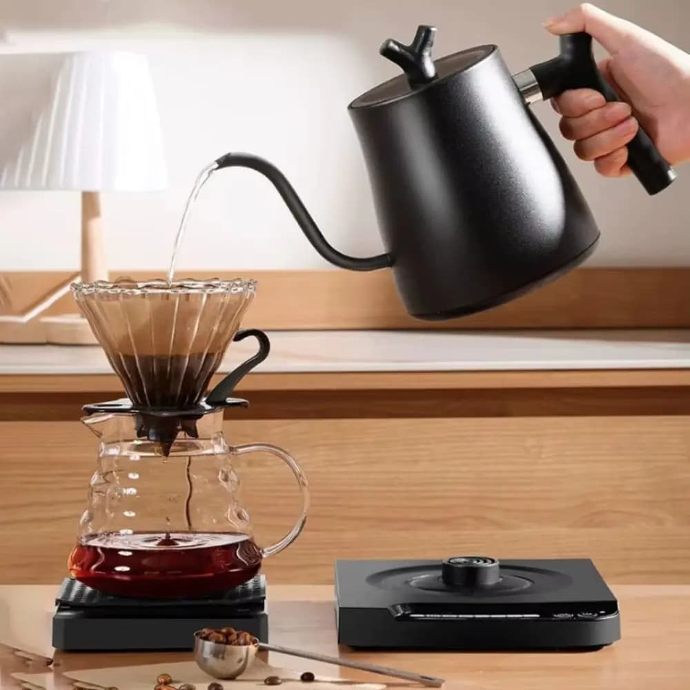 1000ML Goose-neck Electric Kettle Stainless Steel Smart Temp Control Electric Water Pot Fast Heating with Heated Base