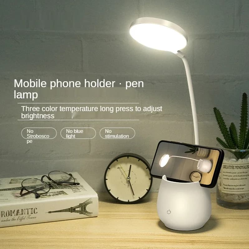 Dimmer tattile da tavolo per camera da letto per studenti, contenitore per penne multifunzionale alla moda, la lampada a led che protegge un occhio. Spina per caricatore USB