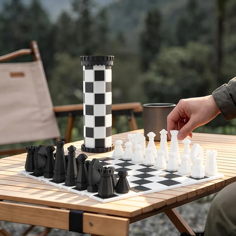 Nuovo gioco da tavolo 2-in-1 con scacchiera pieghevole e set di dama, regalo di Natale per ragazzi