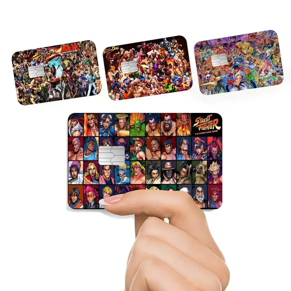 Adesivo per Carte di Credito e Debito con Design Street Fighter, Anime e Orso Cartoon