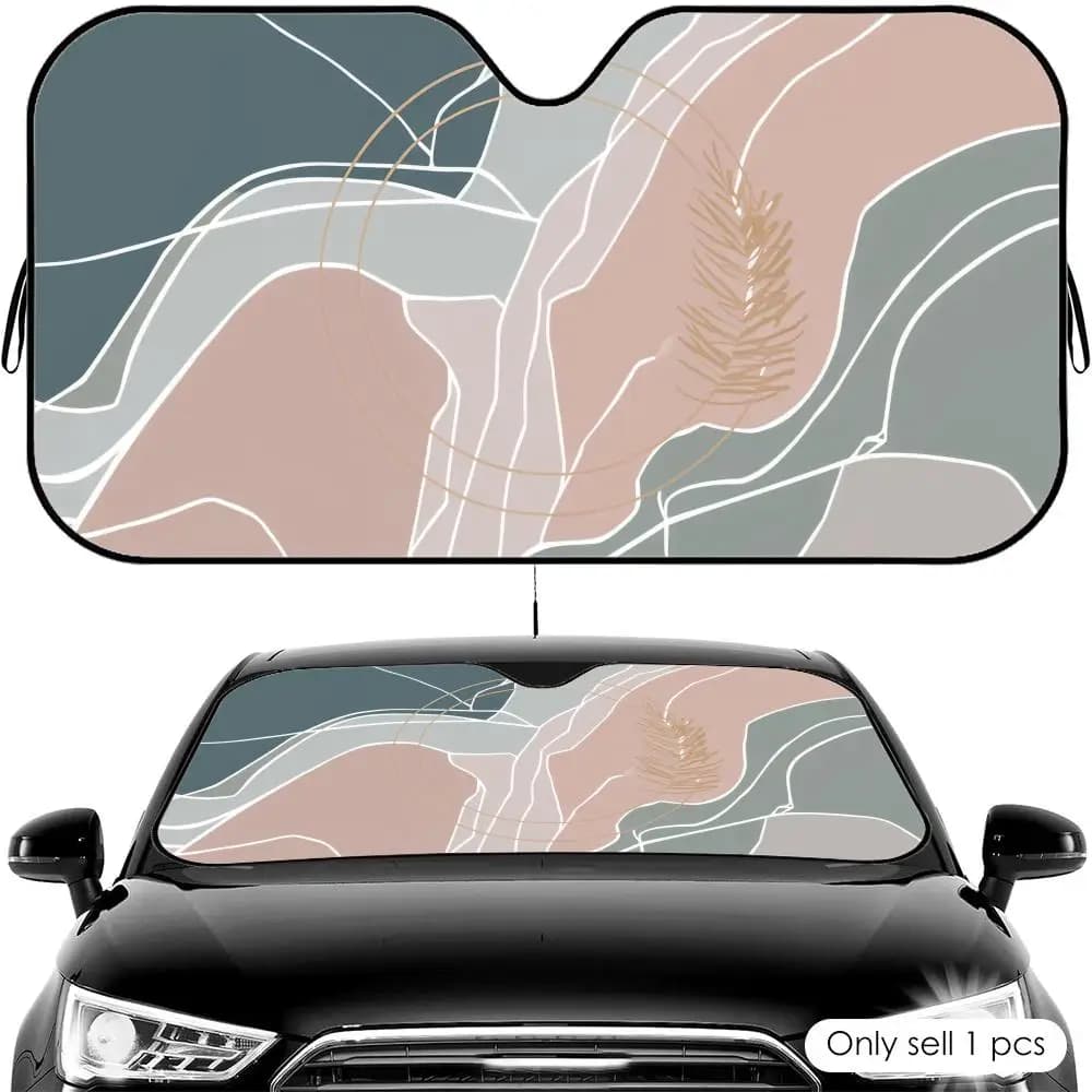Parasole per Auto con Design Minimalista e Astratto, Protezione UV e Isolamento Termico, Copertura Universale per Parabrezza