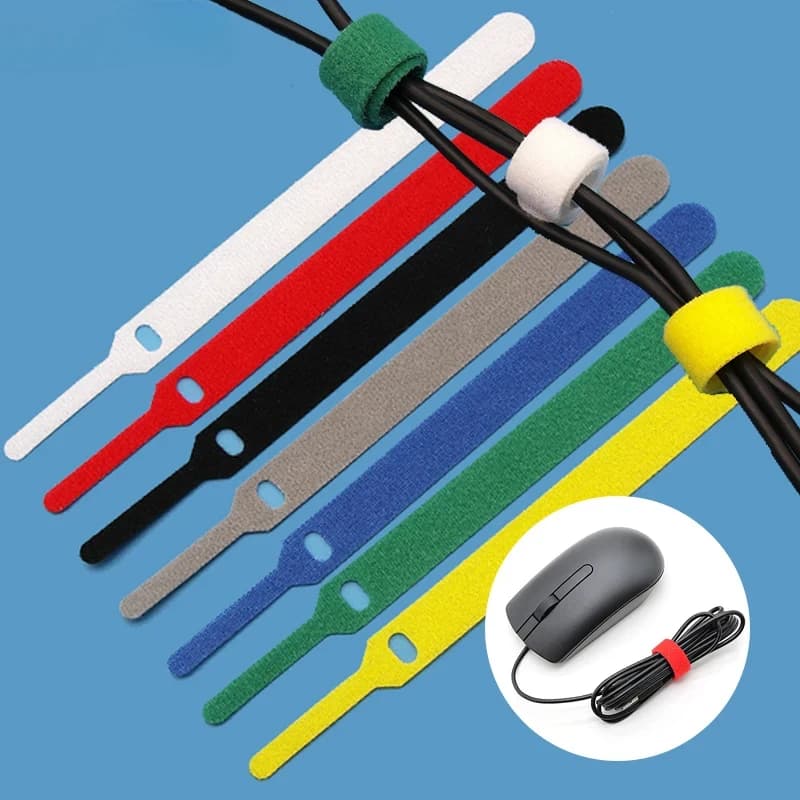Cinghia in nylon a 7 colori con gancio e anello, lunghezza 200 mm, per zaini e cinture, cinghia per cavi dati senza schienale, chiusura a strappo magica