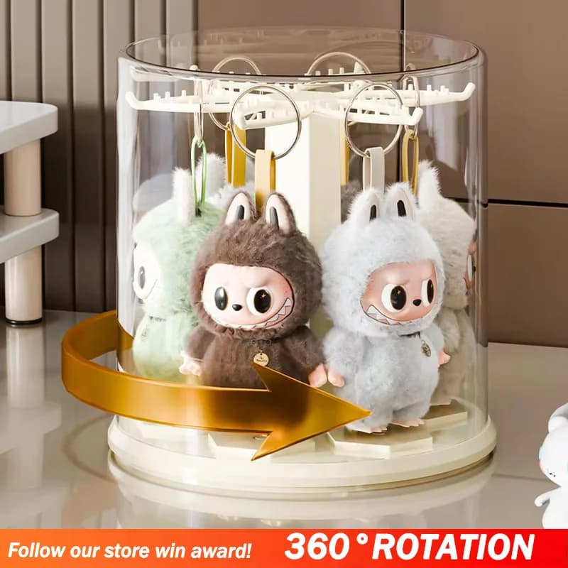 Popmart Trasparente Organizzatore di esposizione per riporre giocattoli girevole - Rack per figure da collezione, giocattoli di peluche, scatole cieche, portachiavi