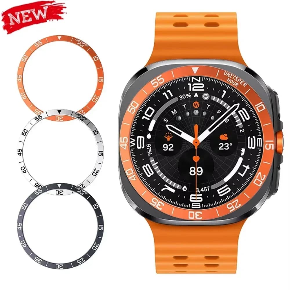Custodia con anello per castone con copertura in metallo per Samsung Galaxy Watch 7 Ultra 47mm Custodia protettiva per smartwatch Cornice in acciaio Accessori per paraurti