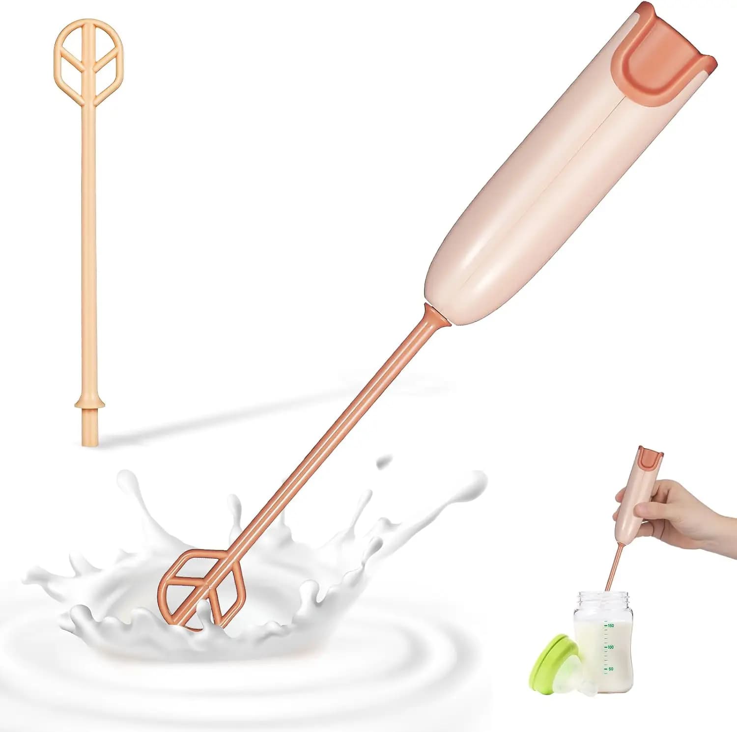 Mixer for Powdered Milk with 2 Agitator Sticks, Portable Mixer for Drinks and Proteins in Powder